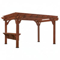 Outdoor Pergola Built for Mediterranean Style Living, All Cedar Wood Frame, Built-In Bar, PowerPort Electric