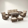 Patio Furniture Set Built for Year-Round Gatherings, Fire Pit Table, Weather-Resistant Wicker, 4-Inch Cushions