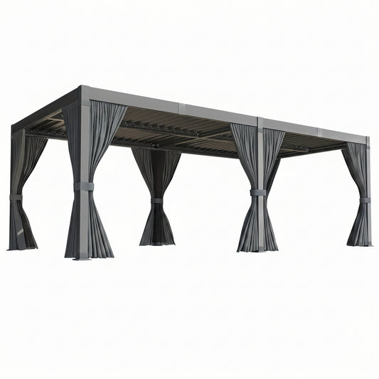 10X12/12X20Ft Louvered Pergola, Waterproof Roof All Weather Rust-Resistant Gazebo for Backyard Patio