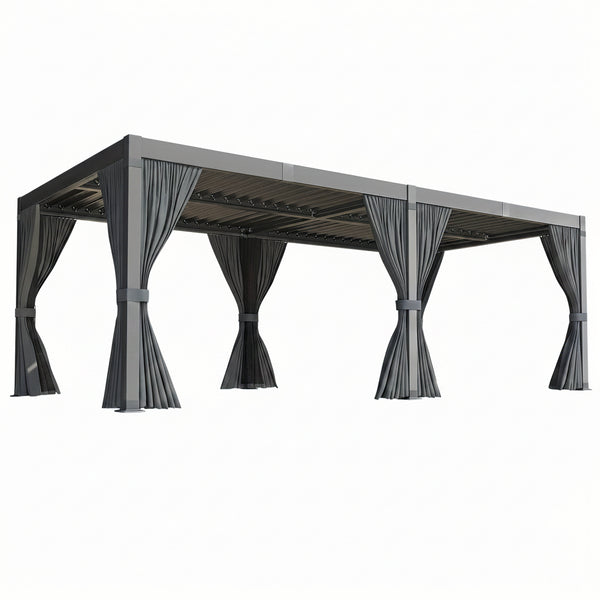 10X12/12X20Ft Louvered Pergola, Waterproof Roof All Weather Rust-Resistant Gazebo for Backyard Patio