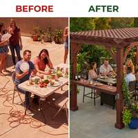 Ashland 10 Ft. X 14 Ft. All Cedar Wood Outdoor Pergola Shade Structure with Bar and Electric — Before & After